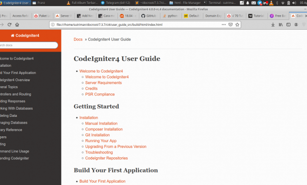 Install CodeIgniter 4 User Guide localy