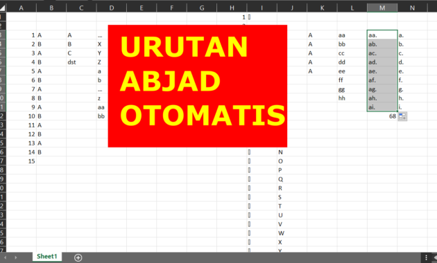 Urutan Abjad Otomatis di Ms Excel